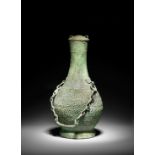 A RARE ARCHAIC BRONZE RITUAL WINE VESSEL AND COVER, HU Late Spring and Autumn Period, late 6th-5t...