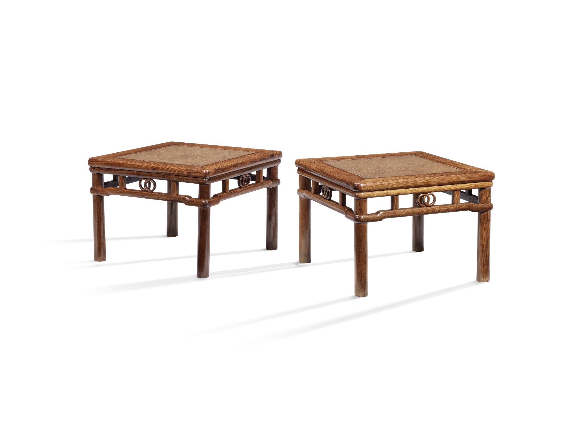 A RARE PAIR OF LARGE HUANGHUALI SQUARE STOOLS, FANGDENG 17th/18th century (2)