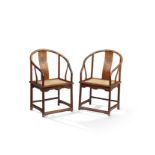 A fine pair of huanghuali horseshoe-back armchairs, quanyi 18th century (2)