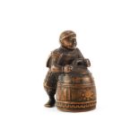 A Wood netsuke of Benkei and the bell of Miidera Edo period (1615-1868), early 19th century