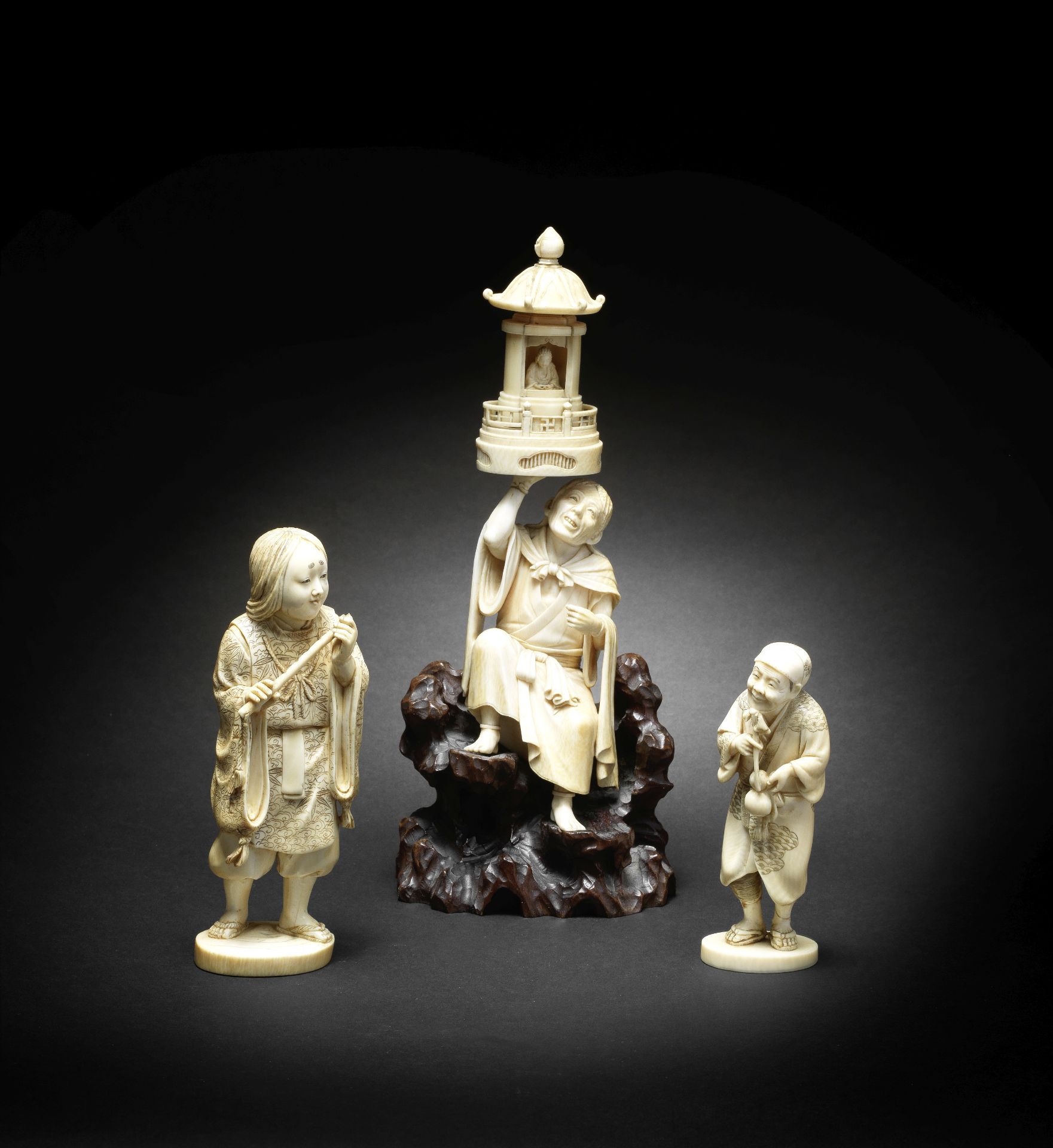 Three ivory okimono Meiji era (1868-1912), late 19th/early 20th century (4)