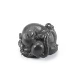 An ebony wood netsuke of a group of rats By Horaku, Kyoto, Edo period (1615-1868), 19th century