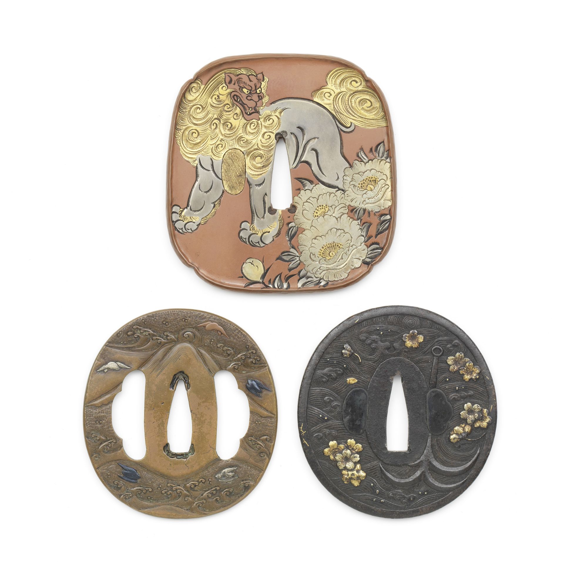 Three tsuba (sword guards) Edo period (1615-1868) to Showa era (1926&#8211;1989), 19th/20th centu...