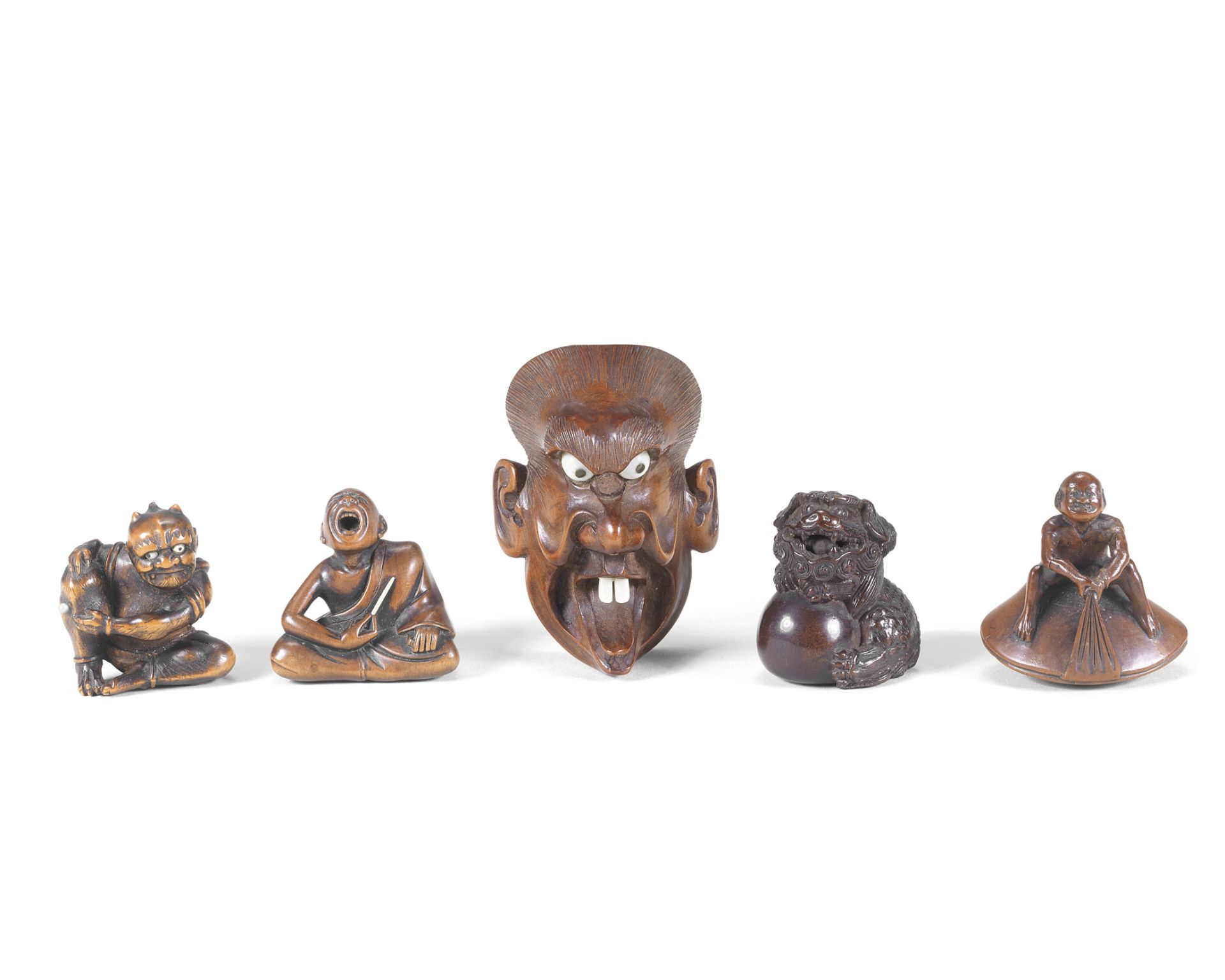 Five various wood netsuke Edo period (1615-1868) or Meiji era (1868-1912), 19th century (5)