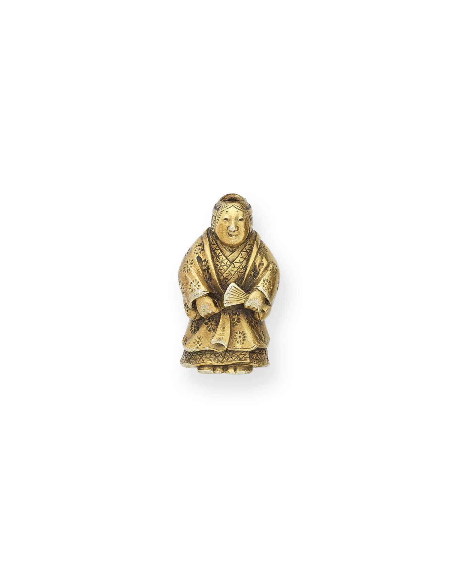 A gold ojime of a Noh actor By Katsuo, Meiji era (1868-1912), late 19th/early 20th century