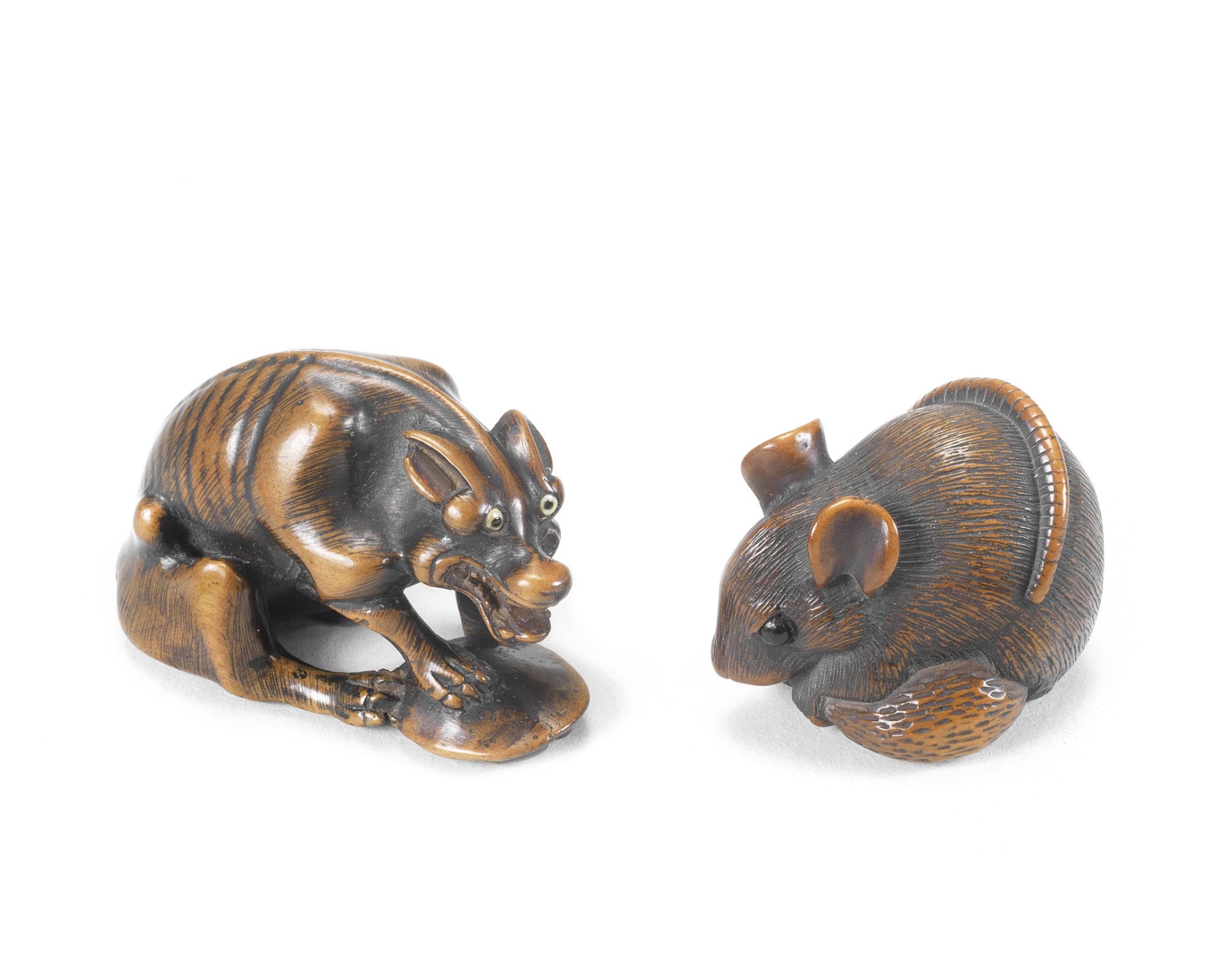 Two boxwood netsuke One by Masatomo, Edo period (1615-1868), mid-19th century (2)