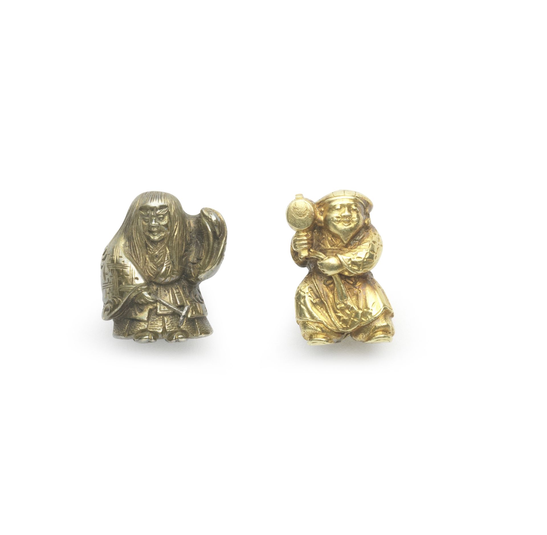 Two gold ojime One by Katsuhira and one by Shosai, Meiji era (1868-1912), late 19th/early 20th ce...