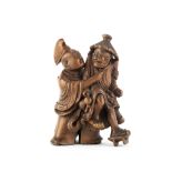 A wood group netsuke of Taira no Tadamori apprehending the oil thief Edo period (1615-1868), late...