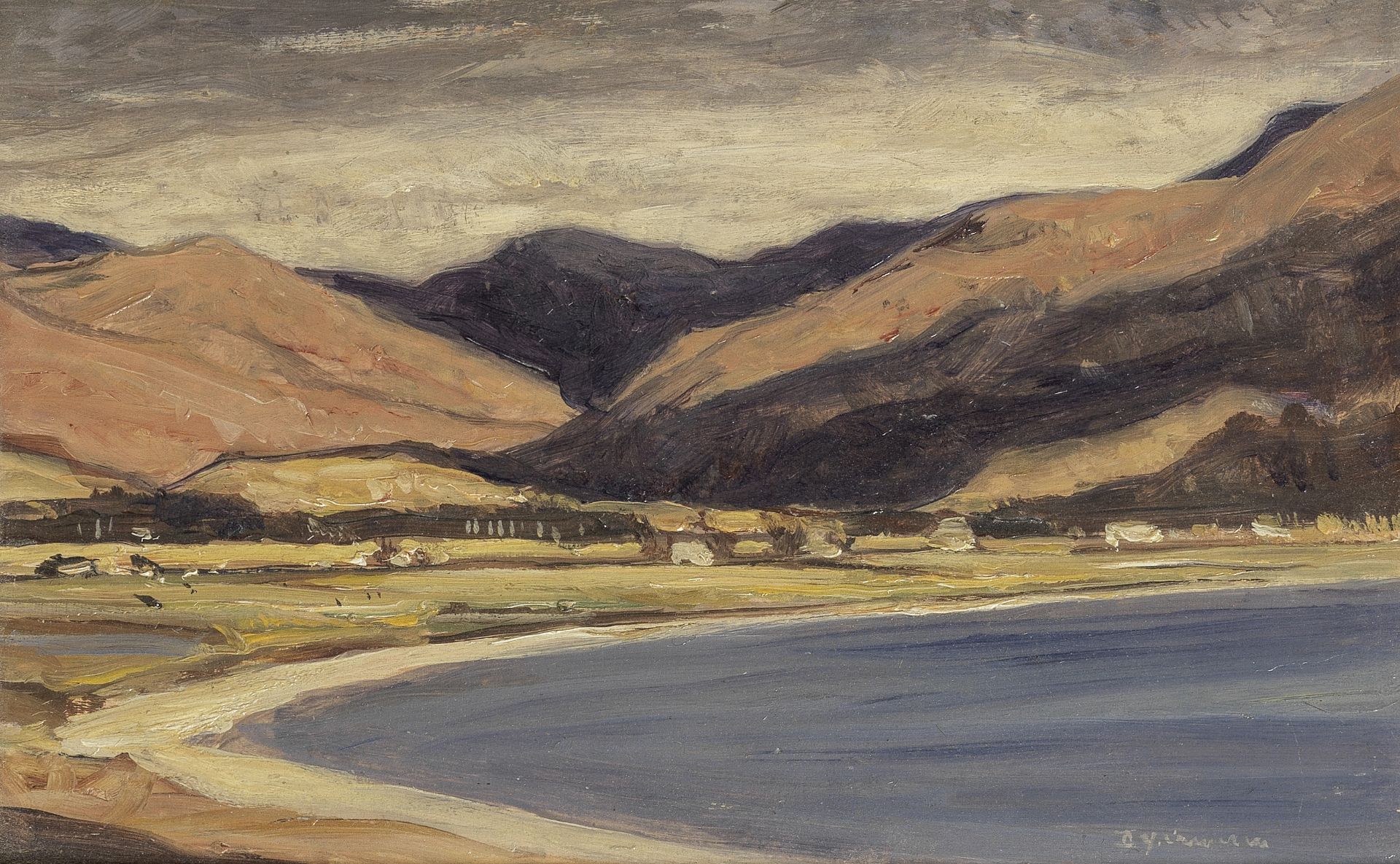 Sir David Young Cameron RA RSA RWS RSW RE (British, 1865-1945) Nether Lochaber 15.3 x 24 cm. (6 x...