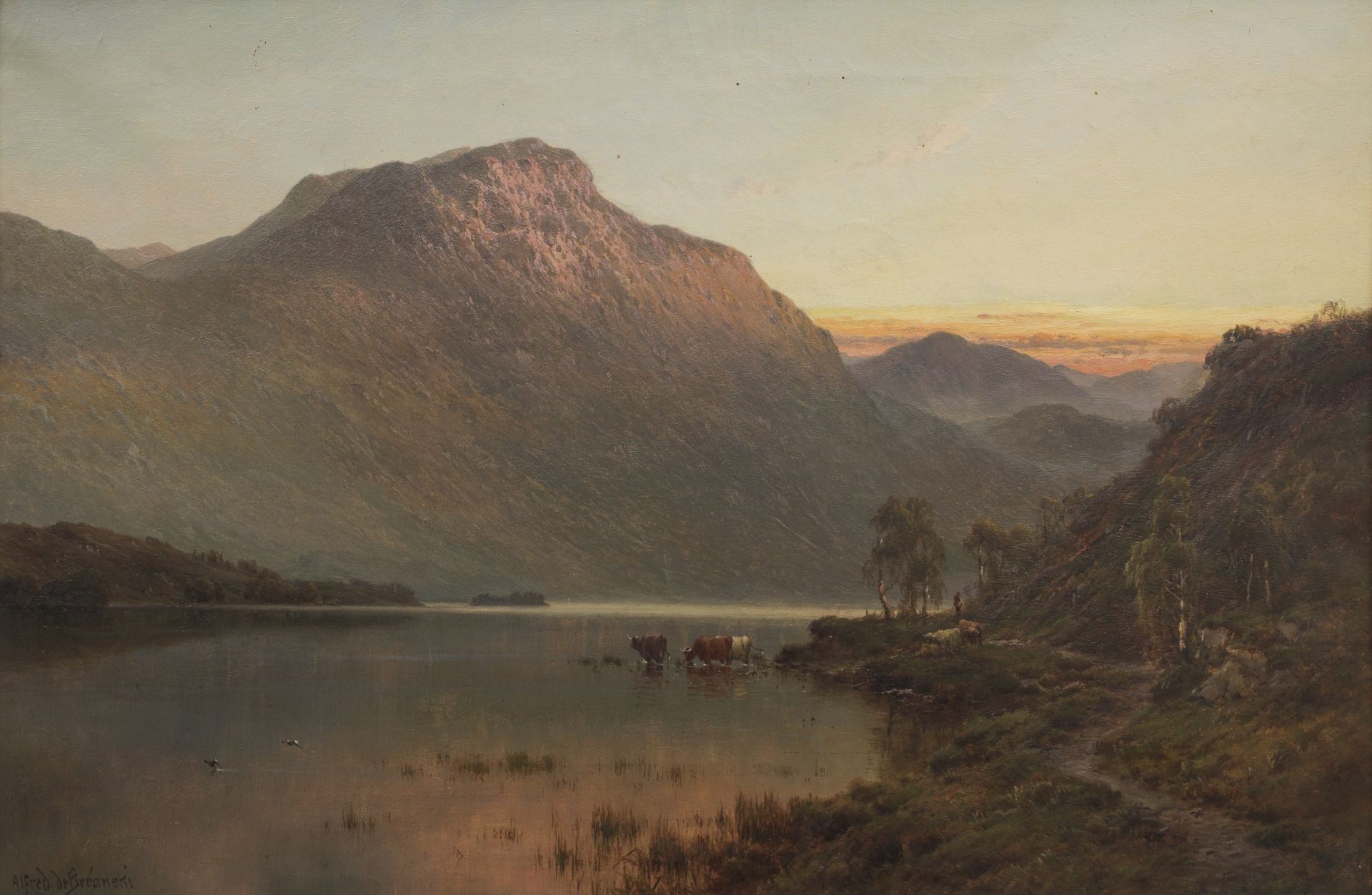 Alfred de Br&#233;anski, Snr (British, 1852-1928) Loch Katrine 61 x 91.5 cm. (24 x 36 in.)