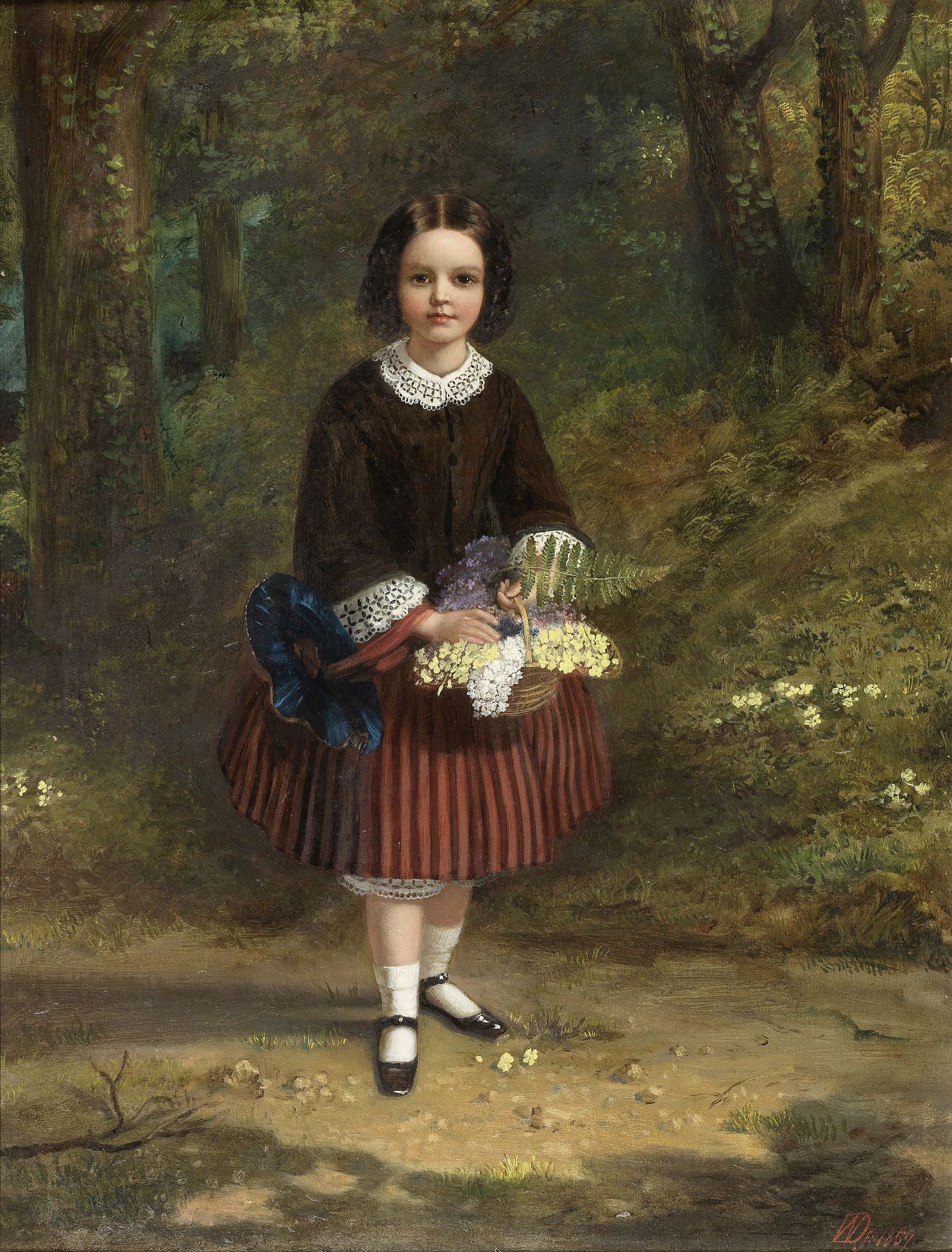 Attributed to William Dyce RA ARSA (British, 1806-1864) Picking primulas 59.5 x 45 cm. (23 7/16 x...