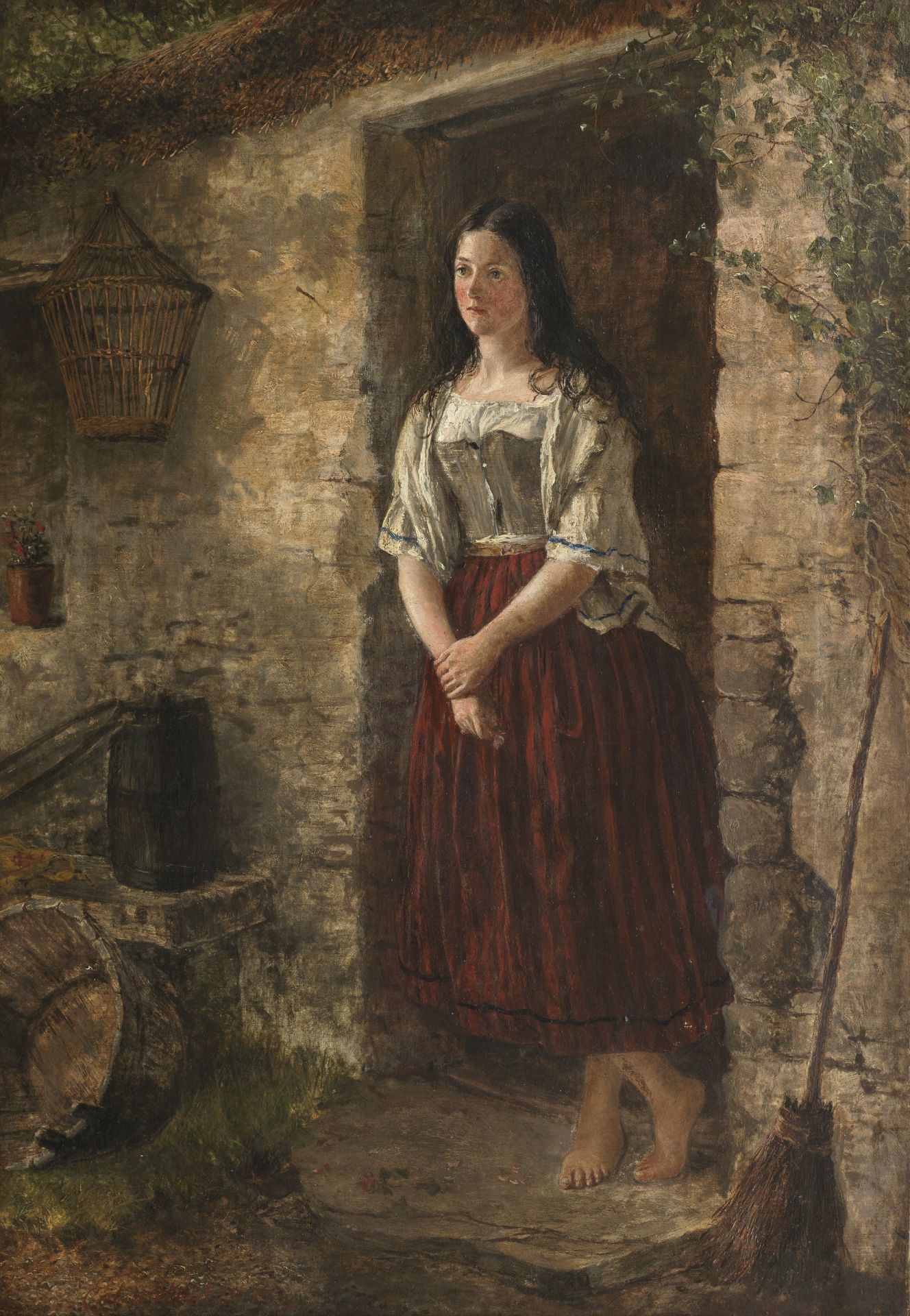 Colin Hunter, ARA RI RSW RE (British, 1841-1904) The Cottage Door, a reverie 67 x 51 cm. (26 3/8 ...