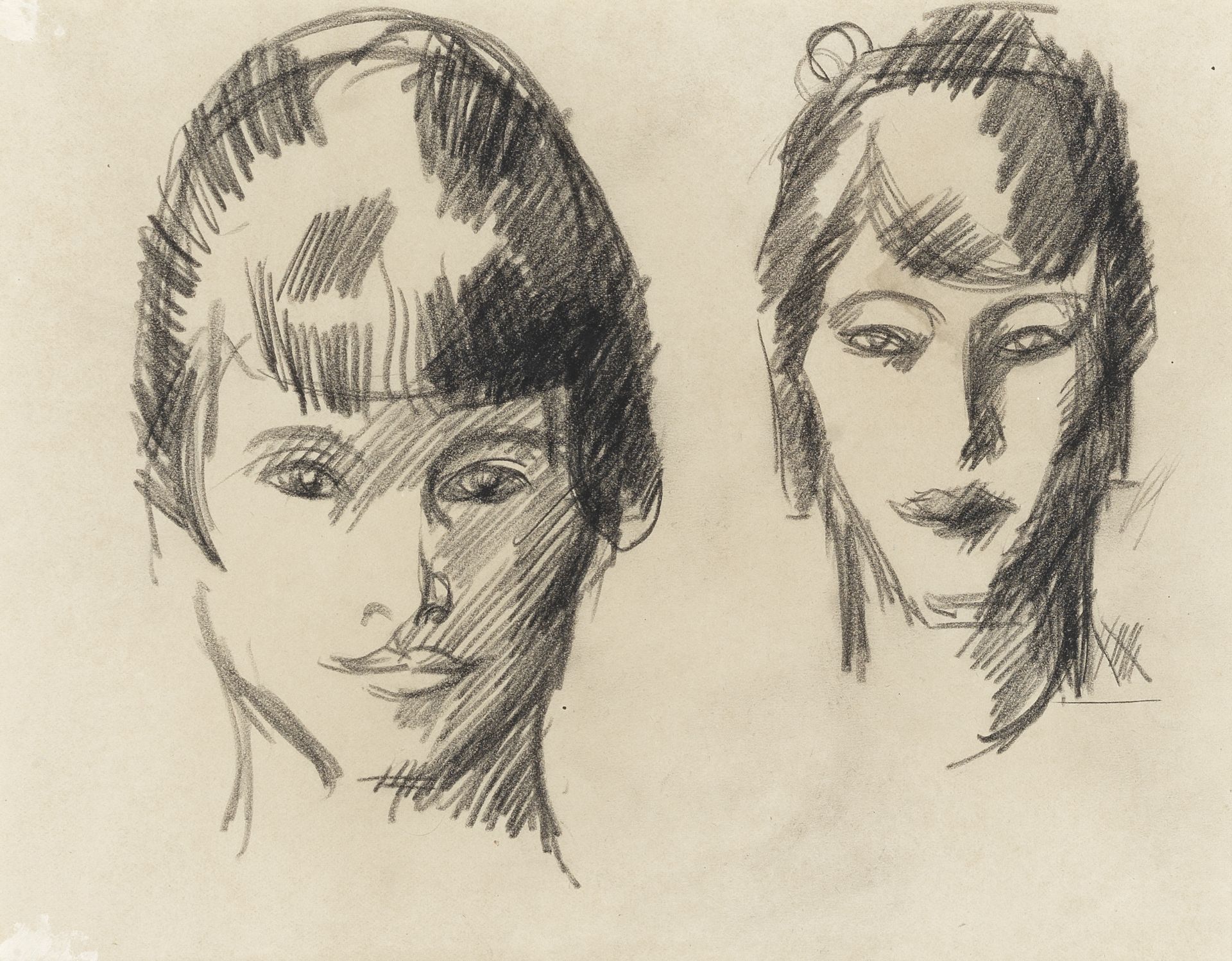 John Duncan Fergusson RBA (British, 1874-1961) Head Studies 18 x 22.5 cm. (7 1/16 x 8 7/8 in.)