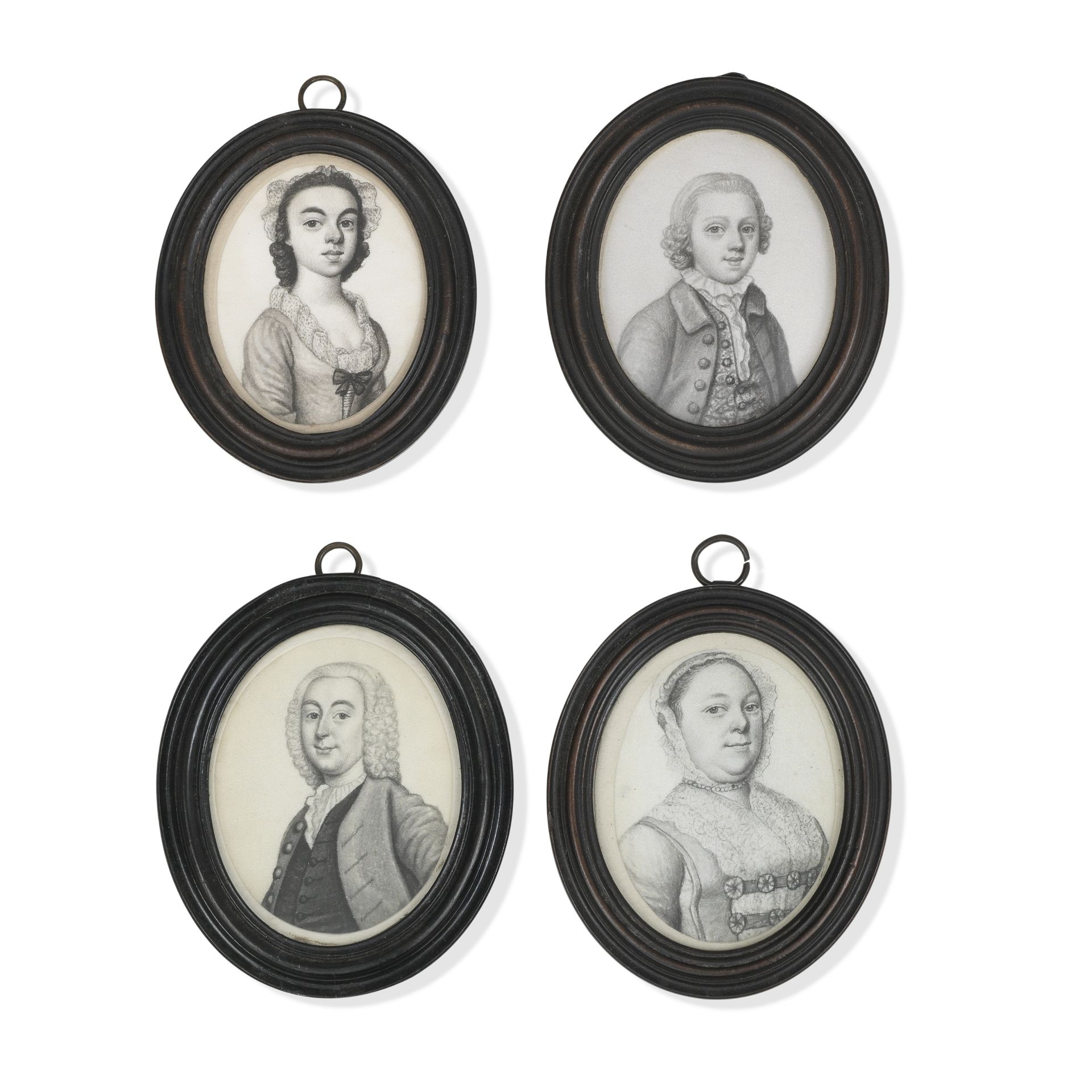 James Ferguson (Scottish, 1710-1776) A group of four plumbago miniatures: