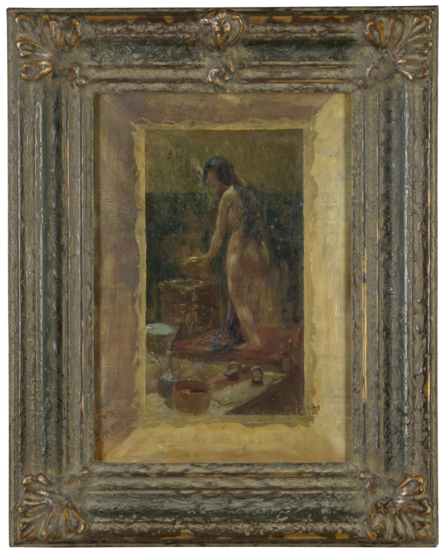 Symeon Savvides (Greek, 1859-1927) La baigneuse (oil on canvas laid on card )