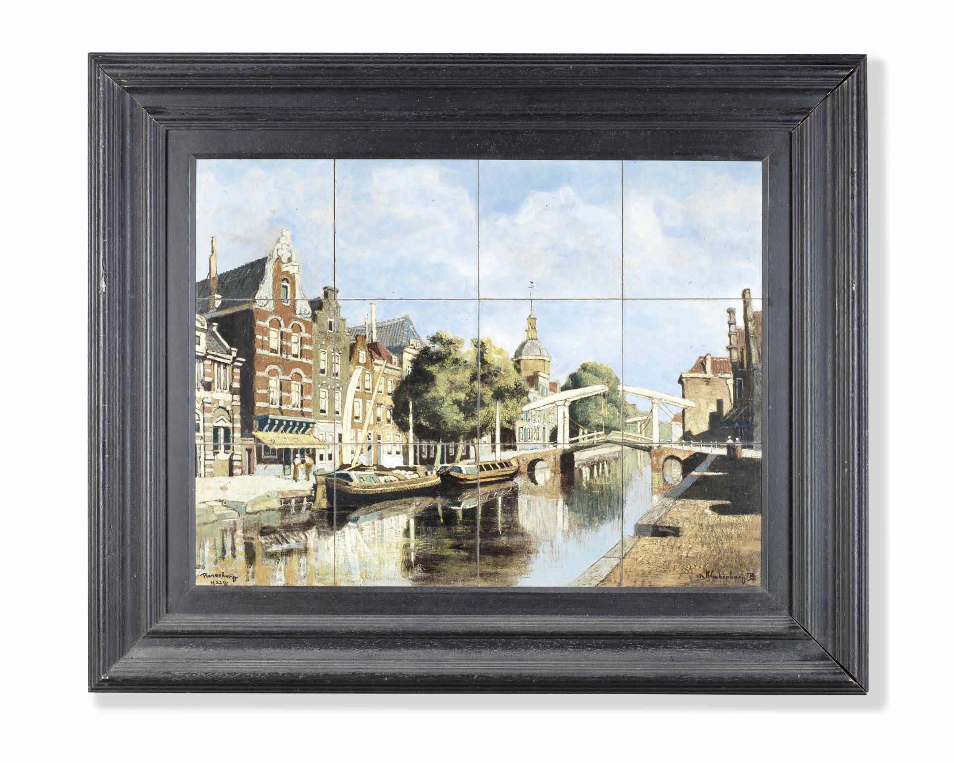Rozenburg Tile picture of a canal view, 1896-98