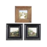 Rozenburg Three picture tiles depicting rural scenes with cows, late 19th/early 20th Century