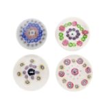 Two French millefiori paperweights and two American weights, circa 1850-80