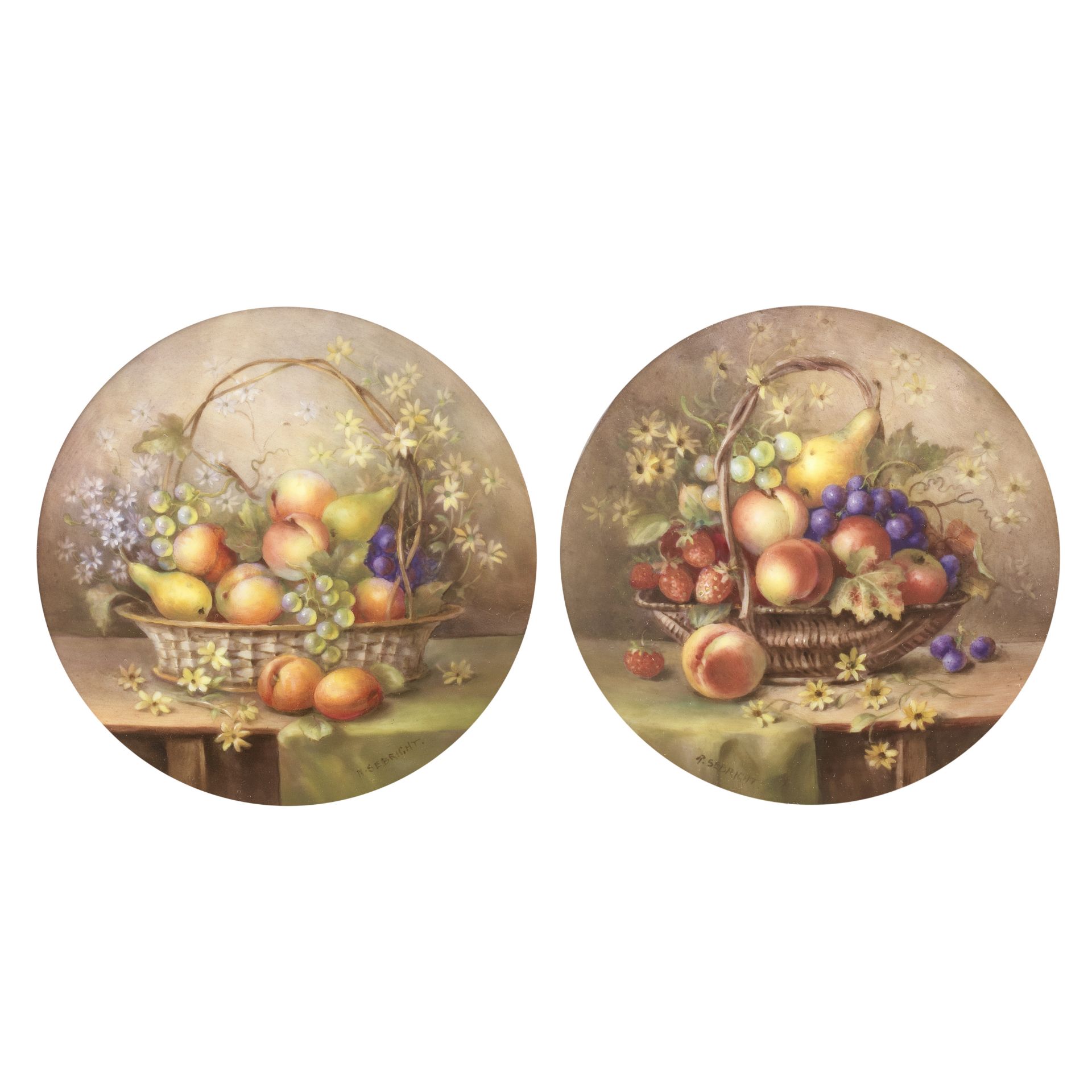 A good pair of Royal Worcester 'painted fruit' plaques by Richard Sebright, dated 1916