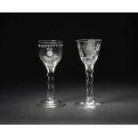 An engraved 'Thistle Club' wine glass and another of Jacobite interest, circa 1770-75