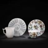 A collection of glass cups, teabowls and saucers, 18th and 19th century