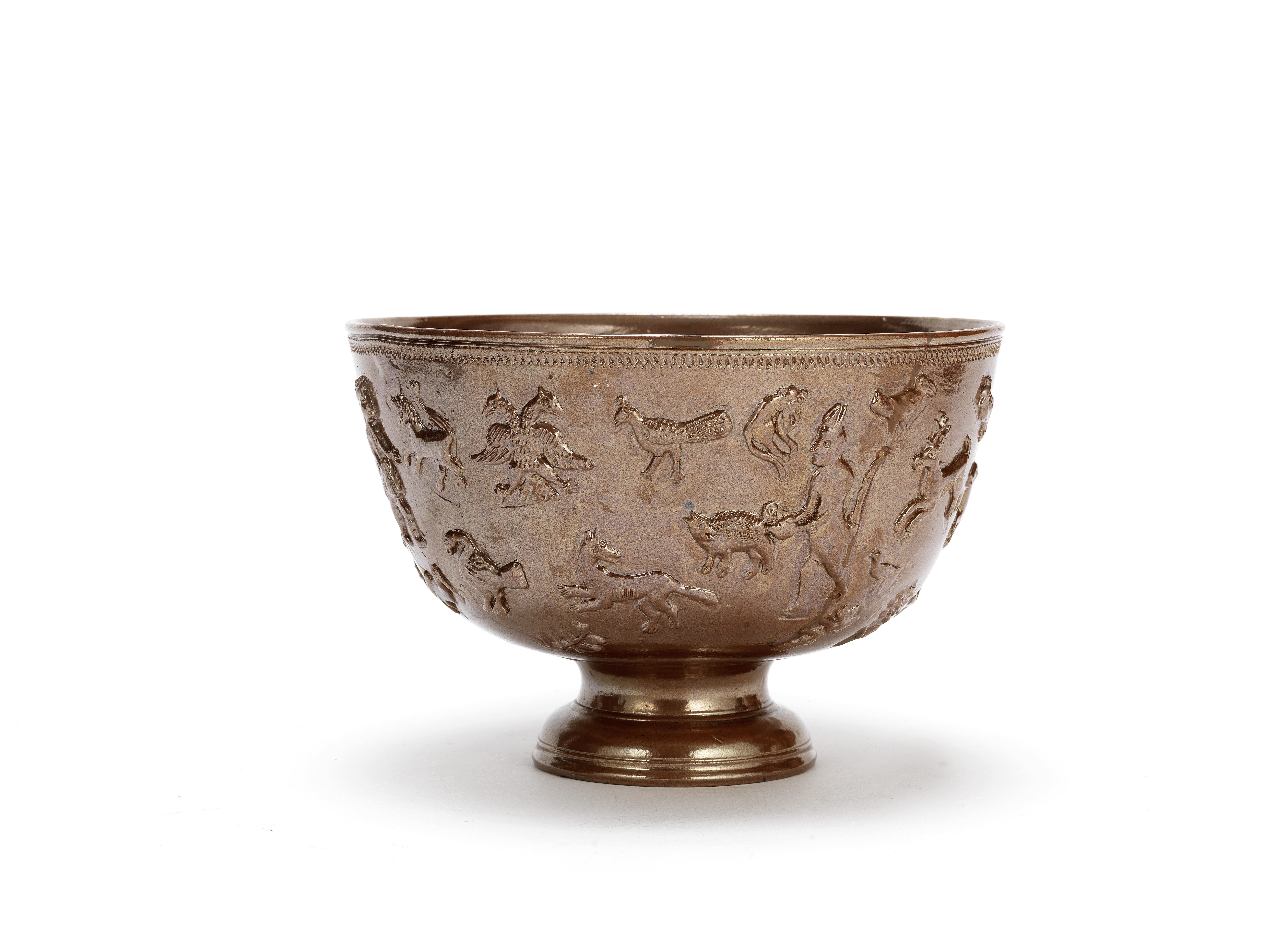 A very unusual saltglaze punchbowl, Derbyshire or Nottingham, 18th century