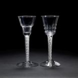 A mixed twist wine glass and a 'Lynn' opaque twist wine glass, circa 1765