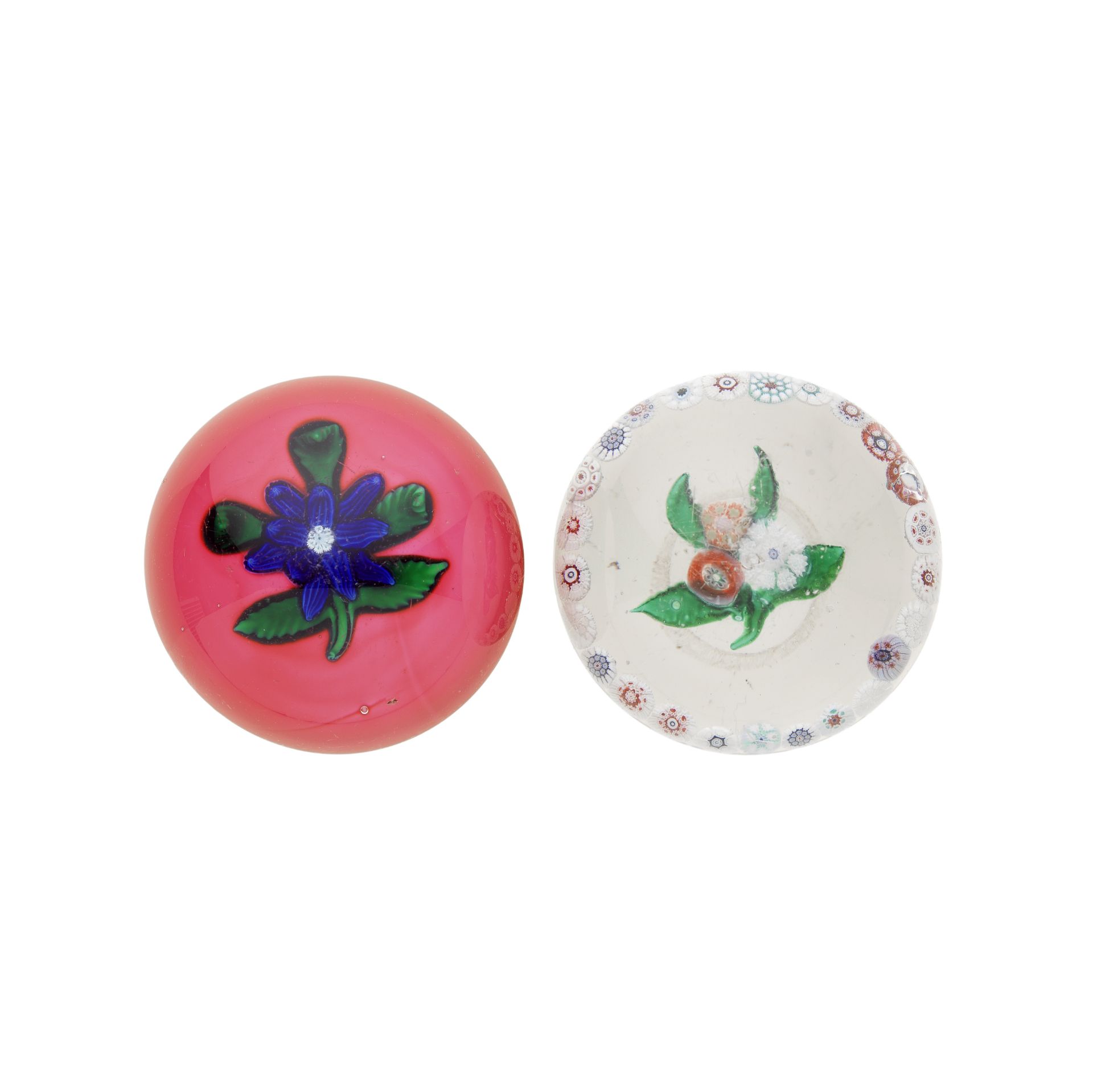 Two American flower paperweights from the New England Glass Co, circa 1852-80