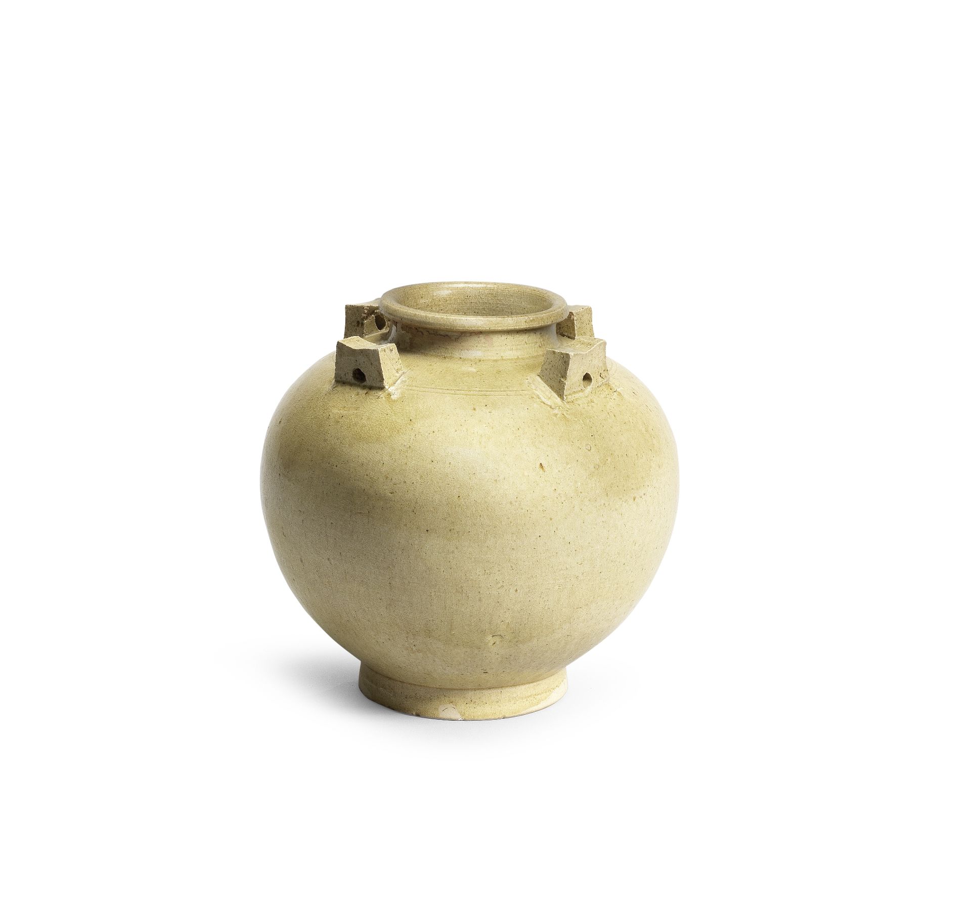 A RARE OLIVE-GREEN-GLAZED JAR Northern Qi Dynasty (2)