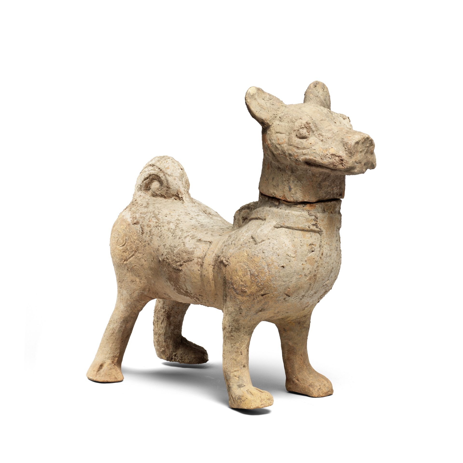 A LARGE SICHUAN POTTERY MODEL OF A HOUND Han Dynasty (2)