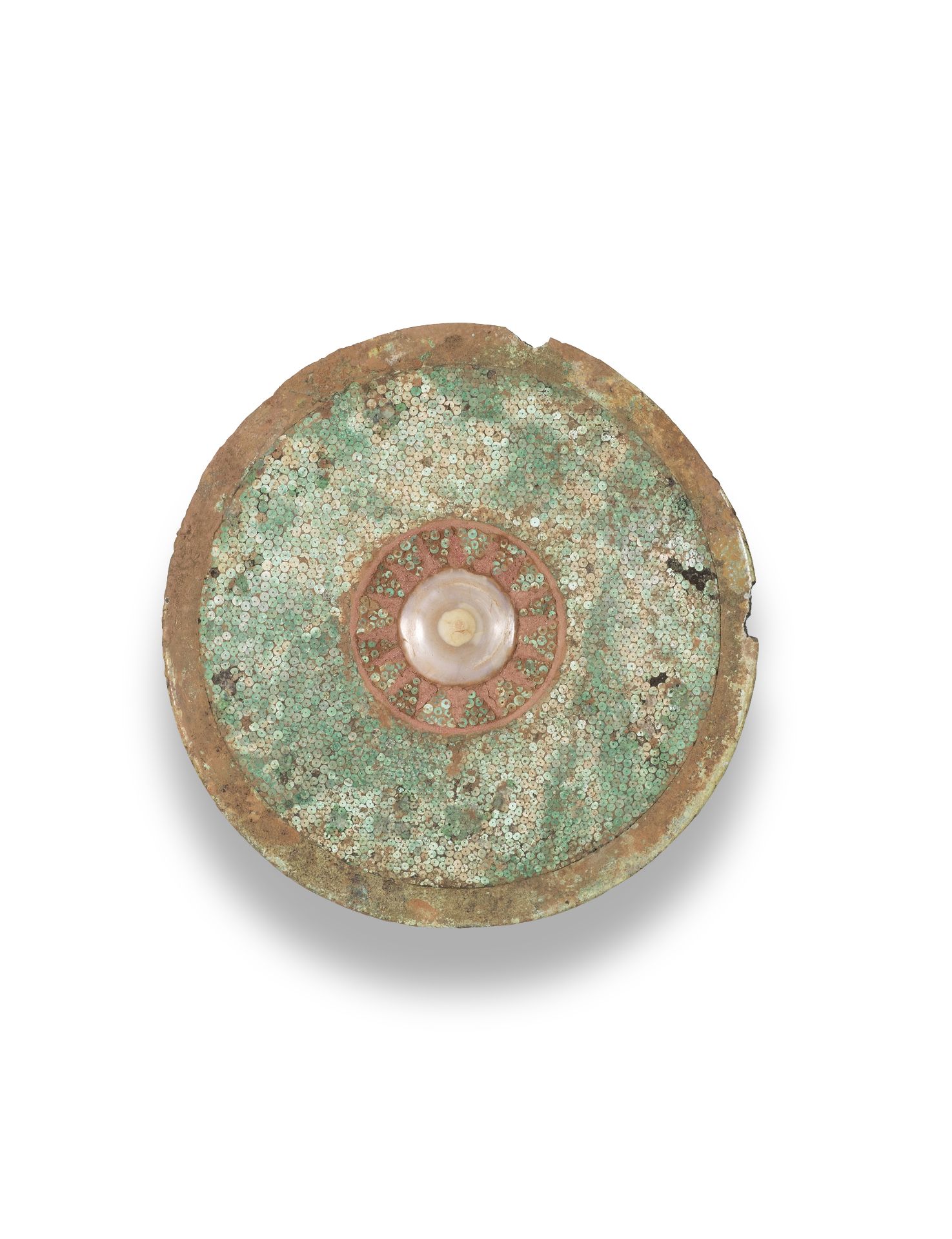 AN AGATE AND TURQUOISE-INLAID CIRCULAR BELT FITTING Dian Culture (2)