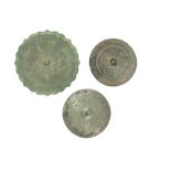 THREE BRONZE CIRCULAR MIRRORS (3)