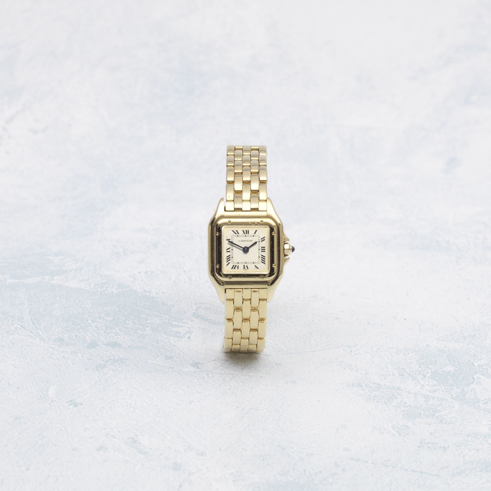 Cartier. A lady's 18K gold quartz rectangular bracelet watch Panth&#232;re, Ref: 03715, Purchase...