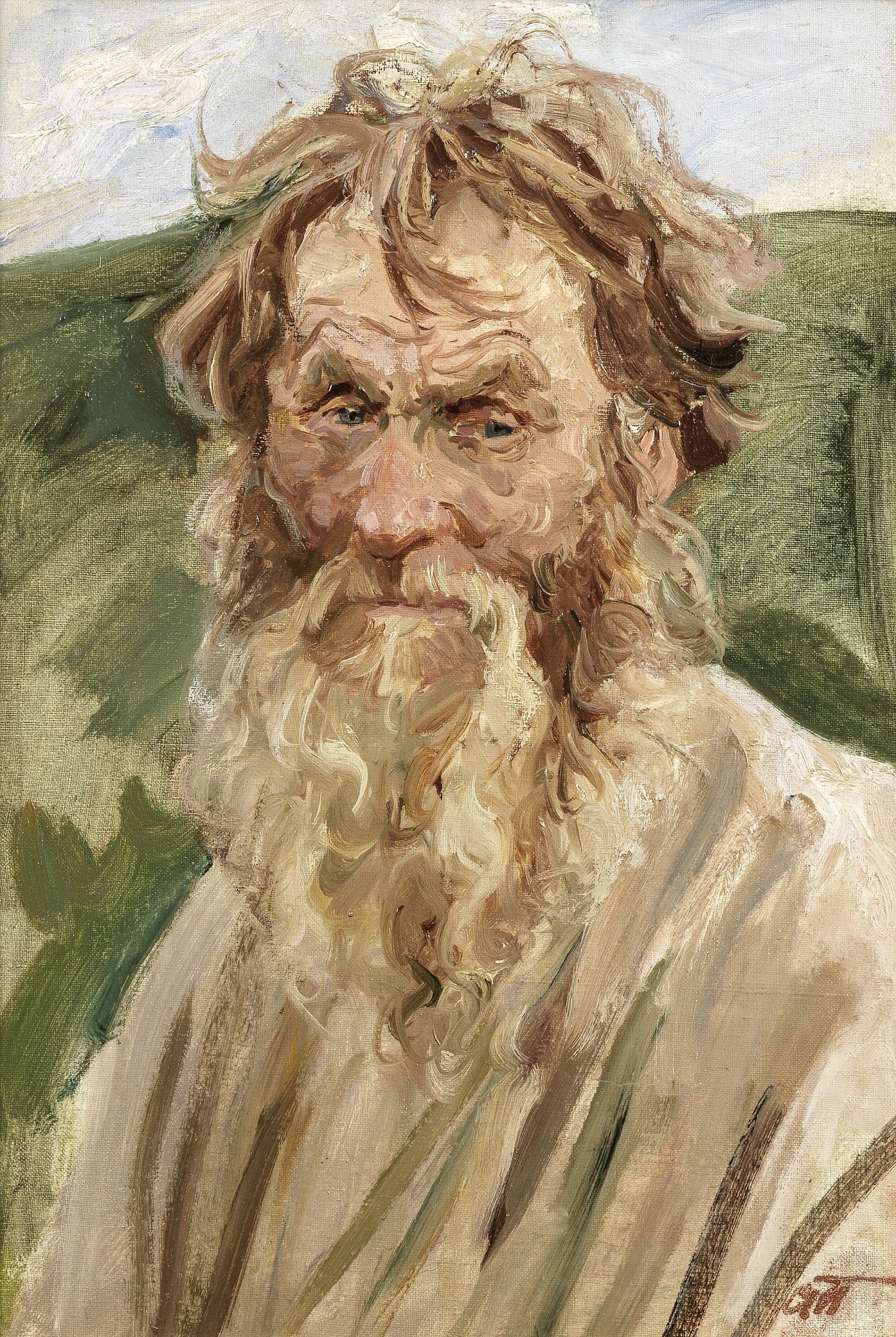 Arkadiy Alexandrovich Plastov (Russian, 1893-1972) Portrait of an elderly bearded gentleman