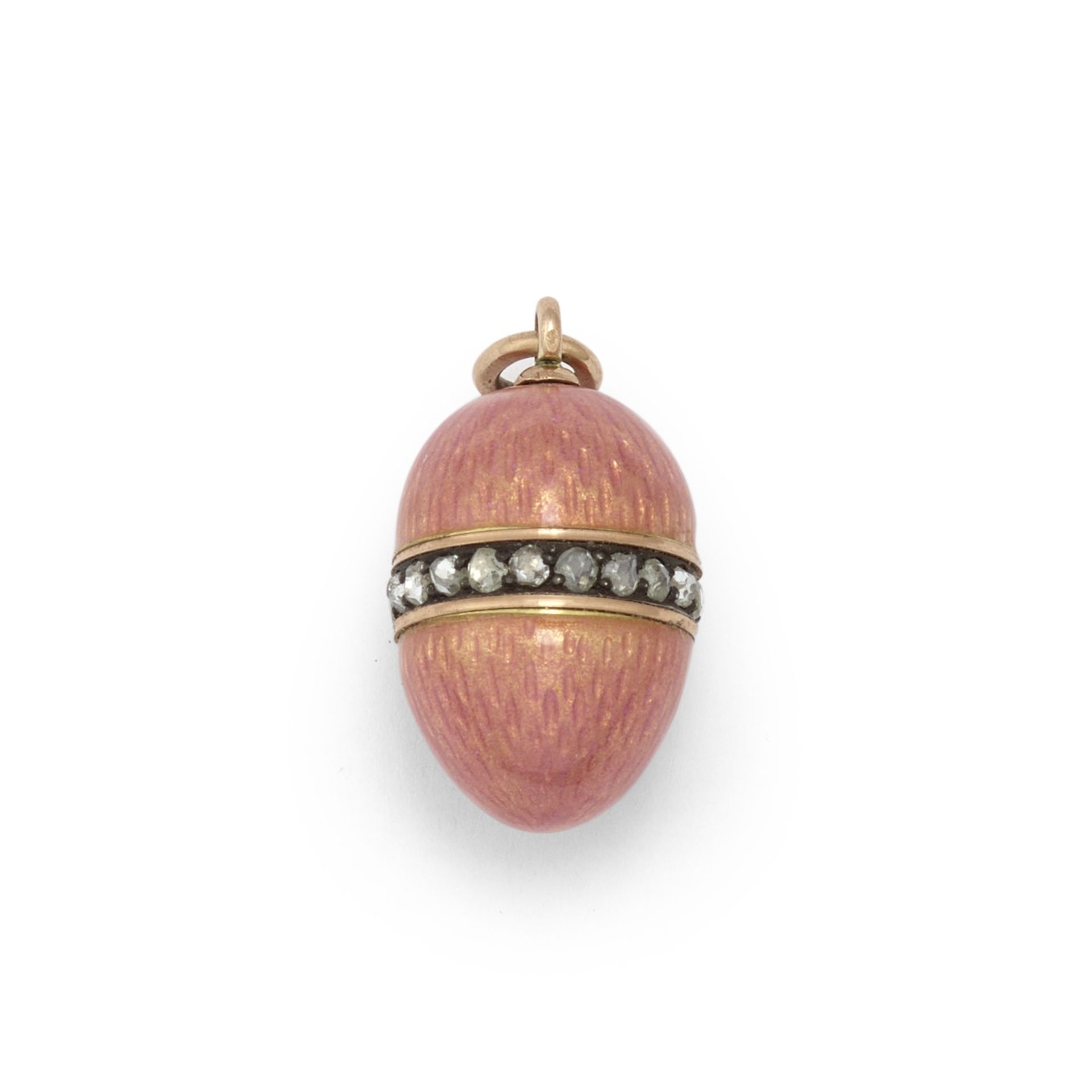 A jewelled and gold-mounted enamel miniature egg pendantFaberg&#233;, workmaster Henrick Wigstrom...