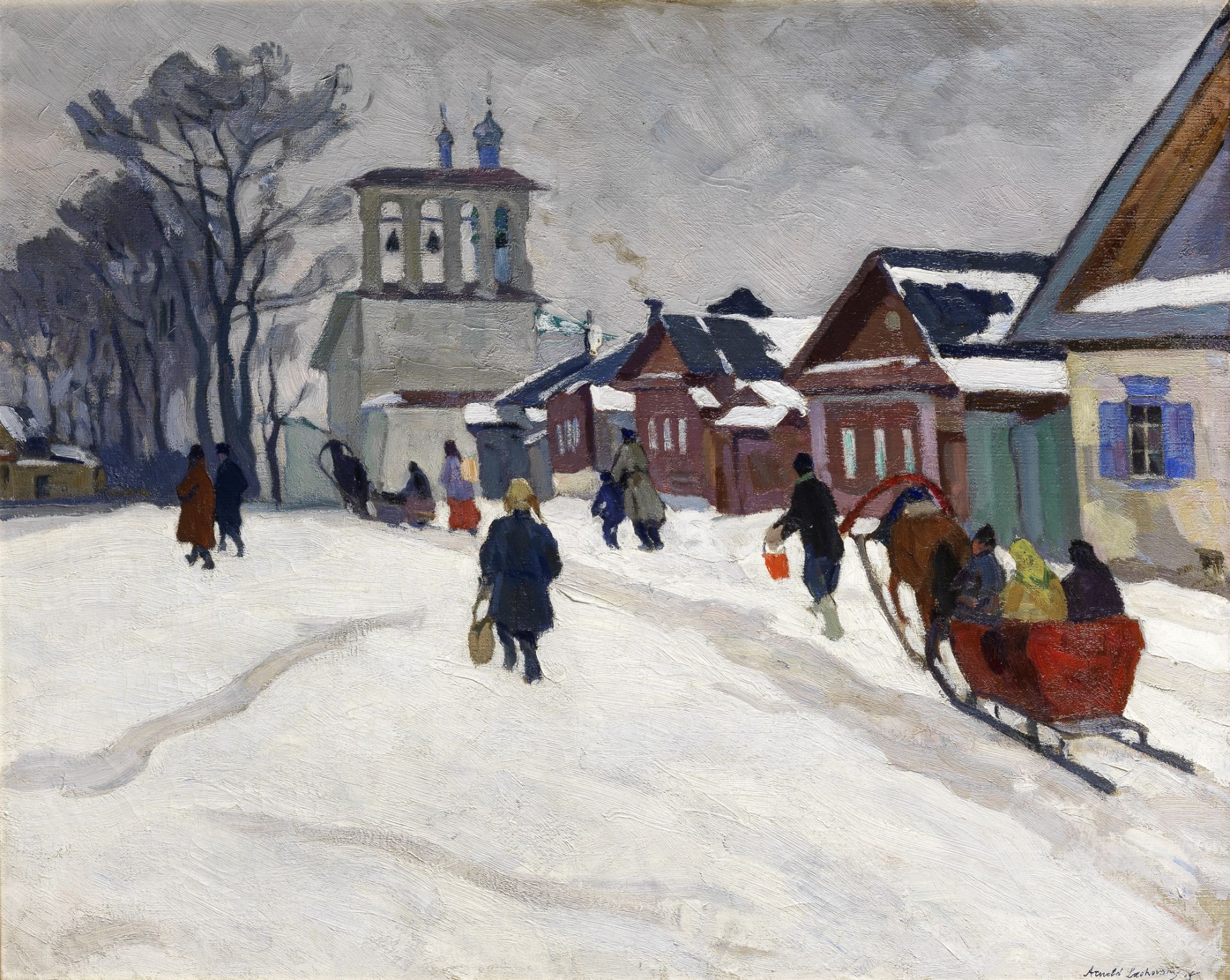 Arnold Borisovich Lakhovsky (Russian, 1880-1937) Winter scene