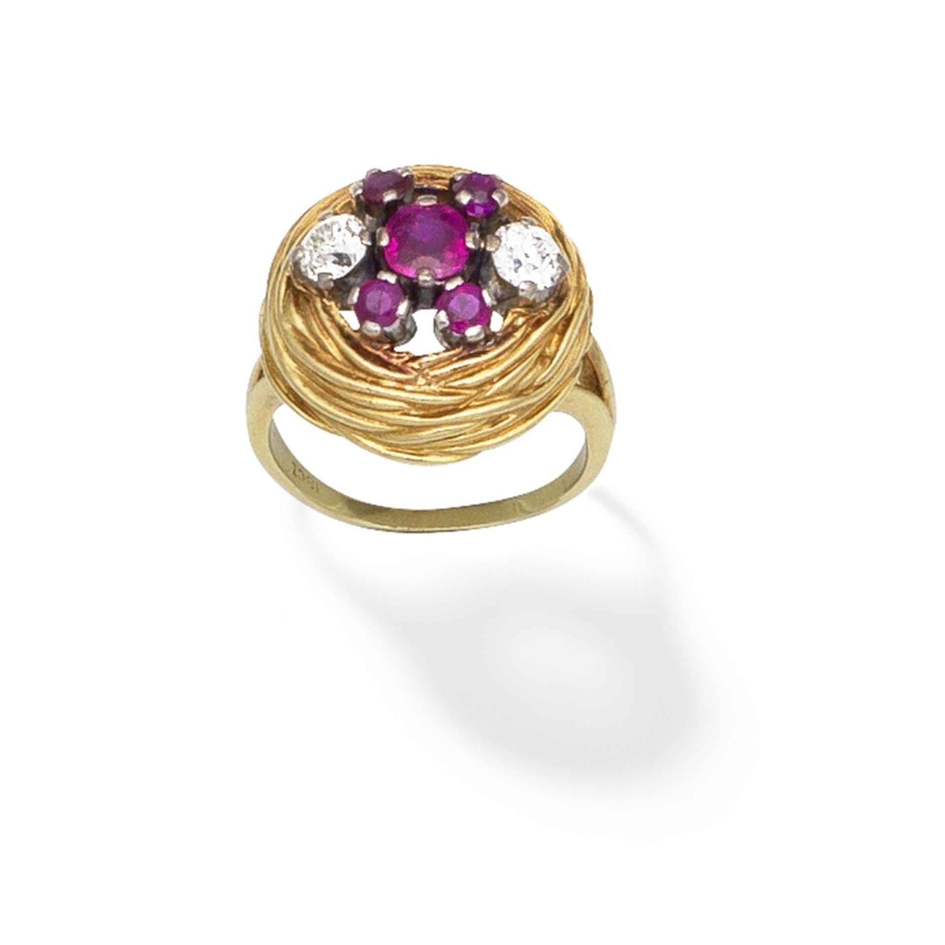 RUBY AND DIAMOND-SET RING