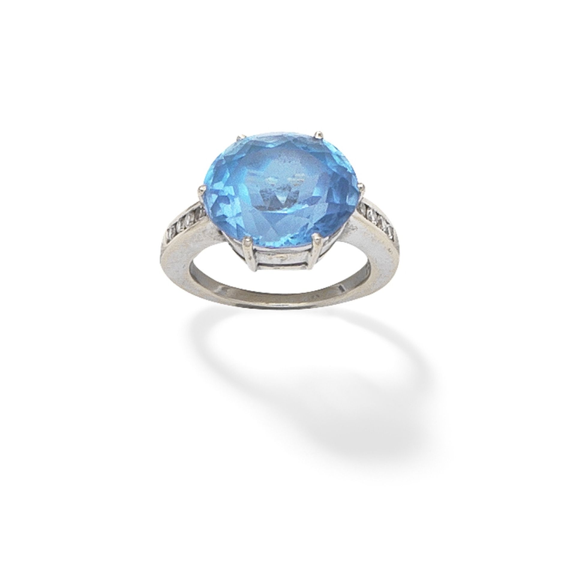 BLUE TOPAZ AND DIAMOND-SET RING