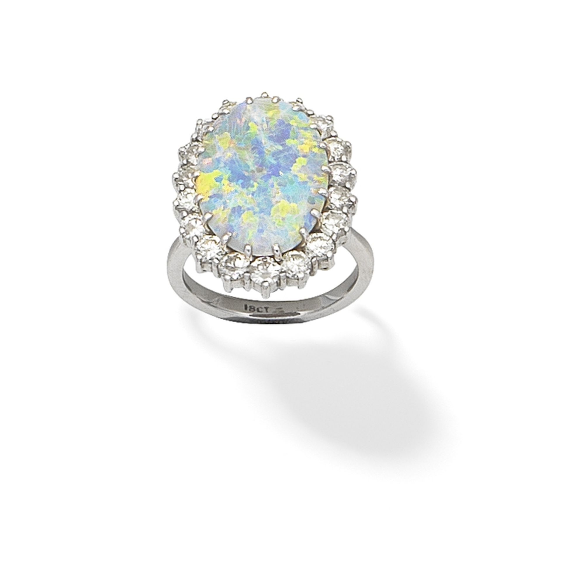 OPAL AND DIAMOND CLUSTER RING