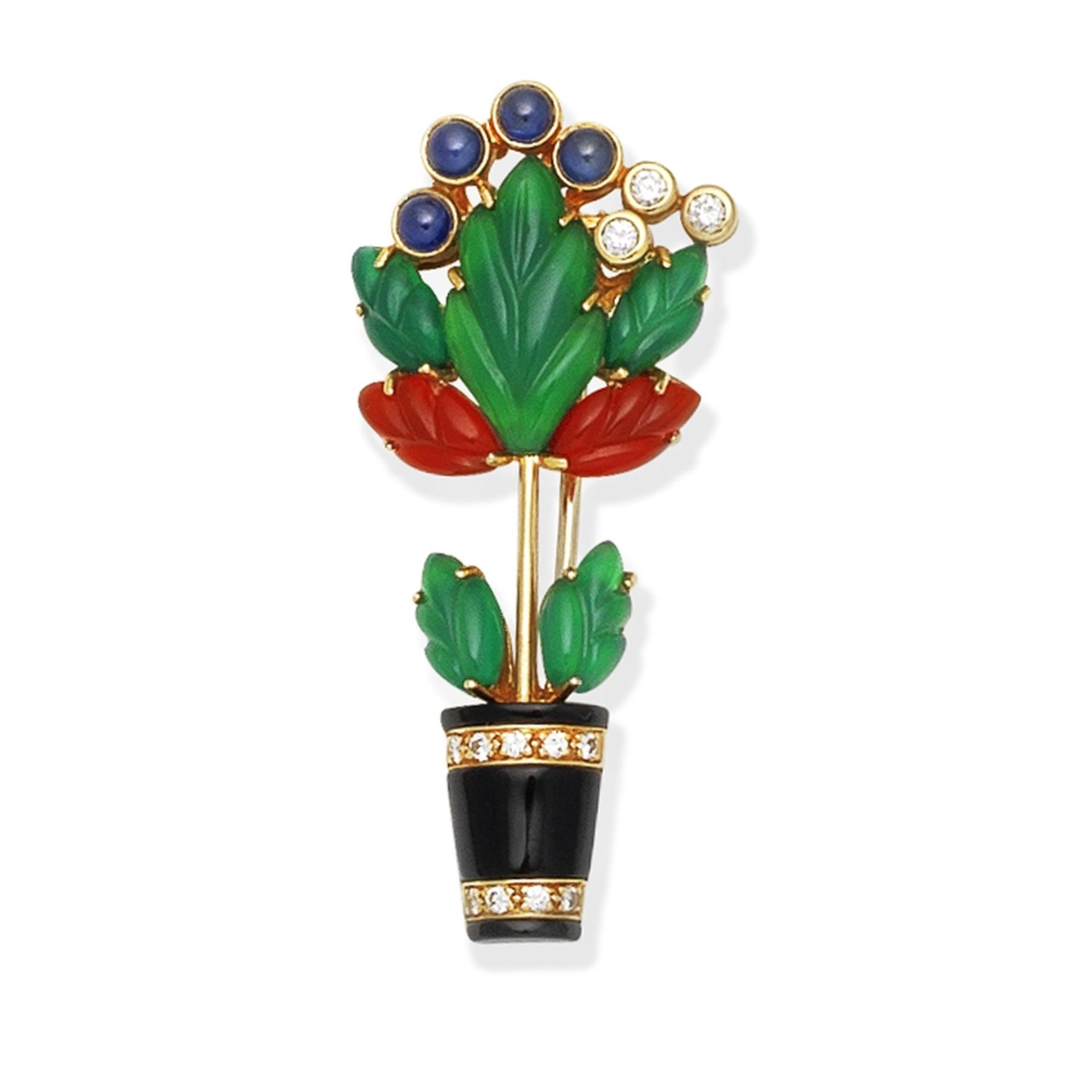 CARTIER: MULTI-GEM AND DIAMOND-SET BROOCH