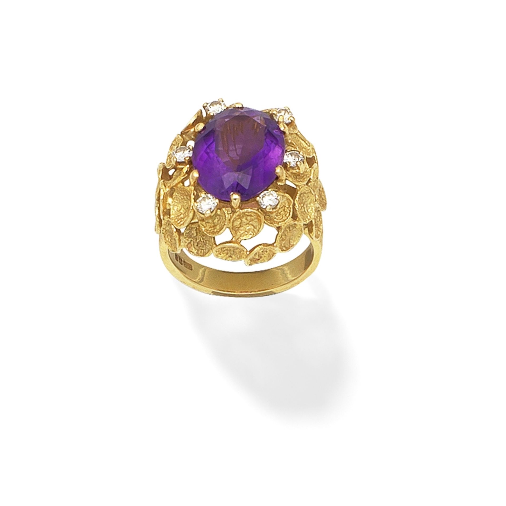 ALAN MARTIN GARD: AMETHYST AND DIAMOND DRESS RING, 1988