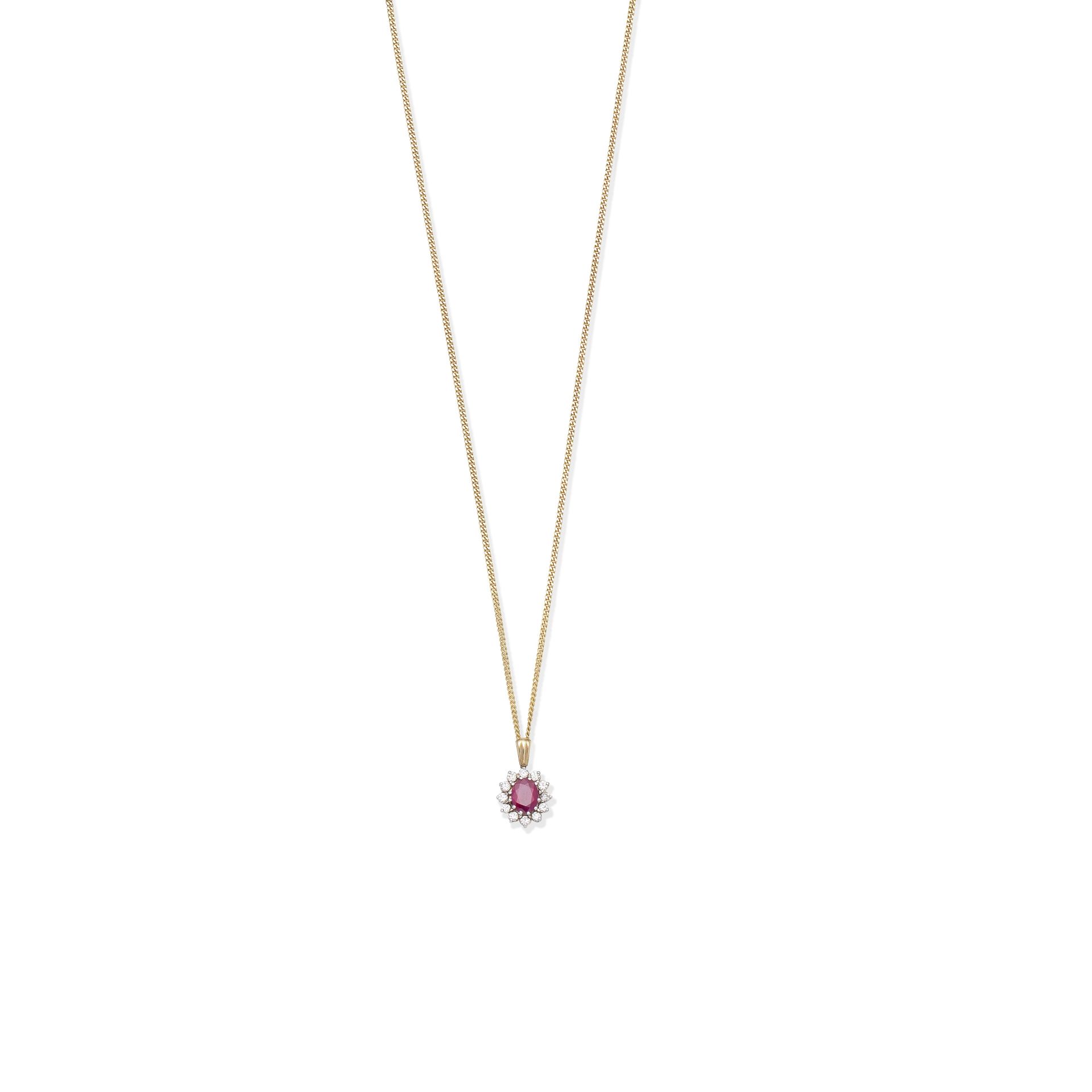 RUBY AND DIAMOND PENDANT/NECKLACE