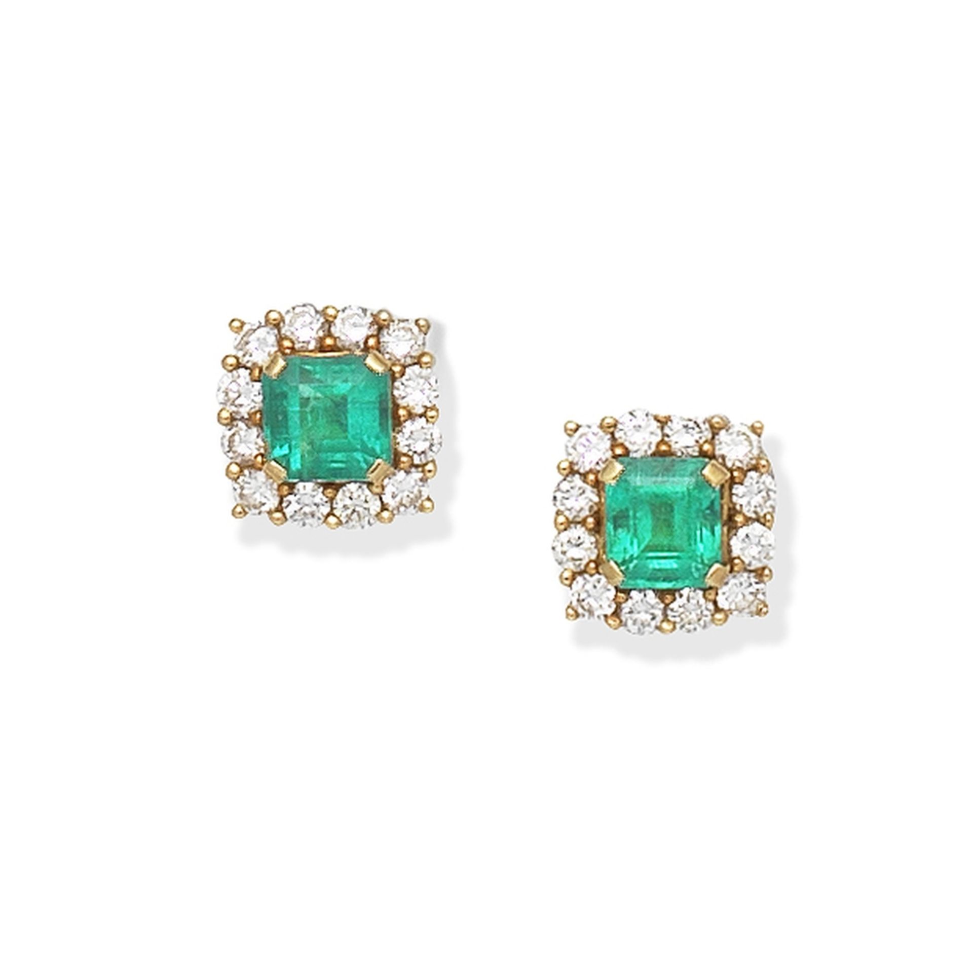 EMERALD AND DIAMOND CLUSTER EARRINGS