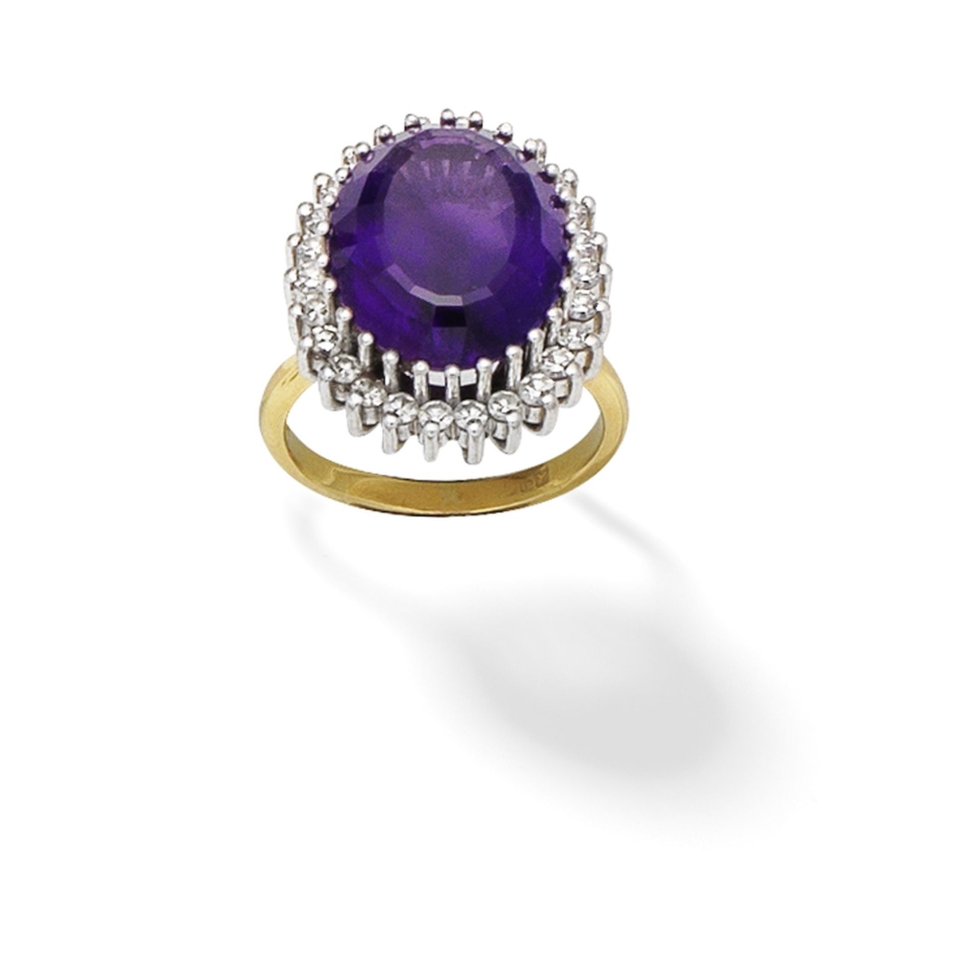 AMETHYST AND DIAMOND CLUSTER RING