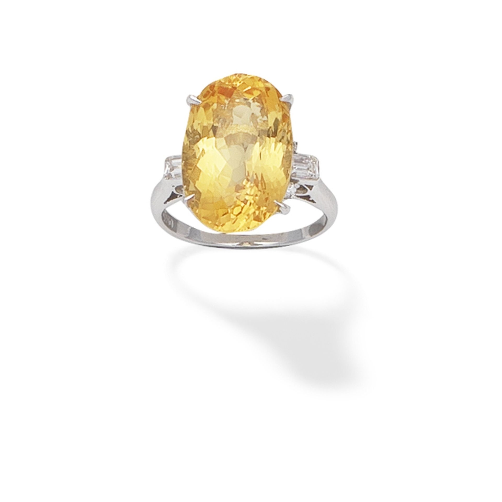 YELLOW BERYL AND DIAMOND RING