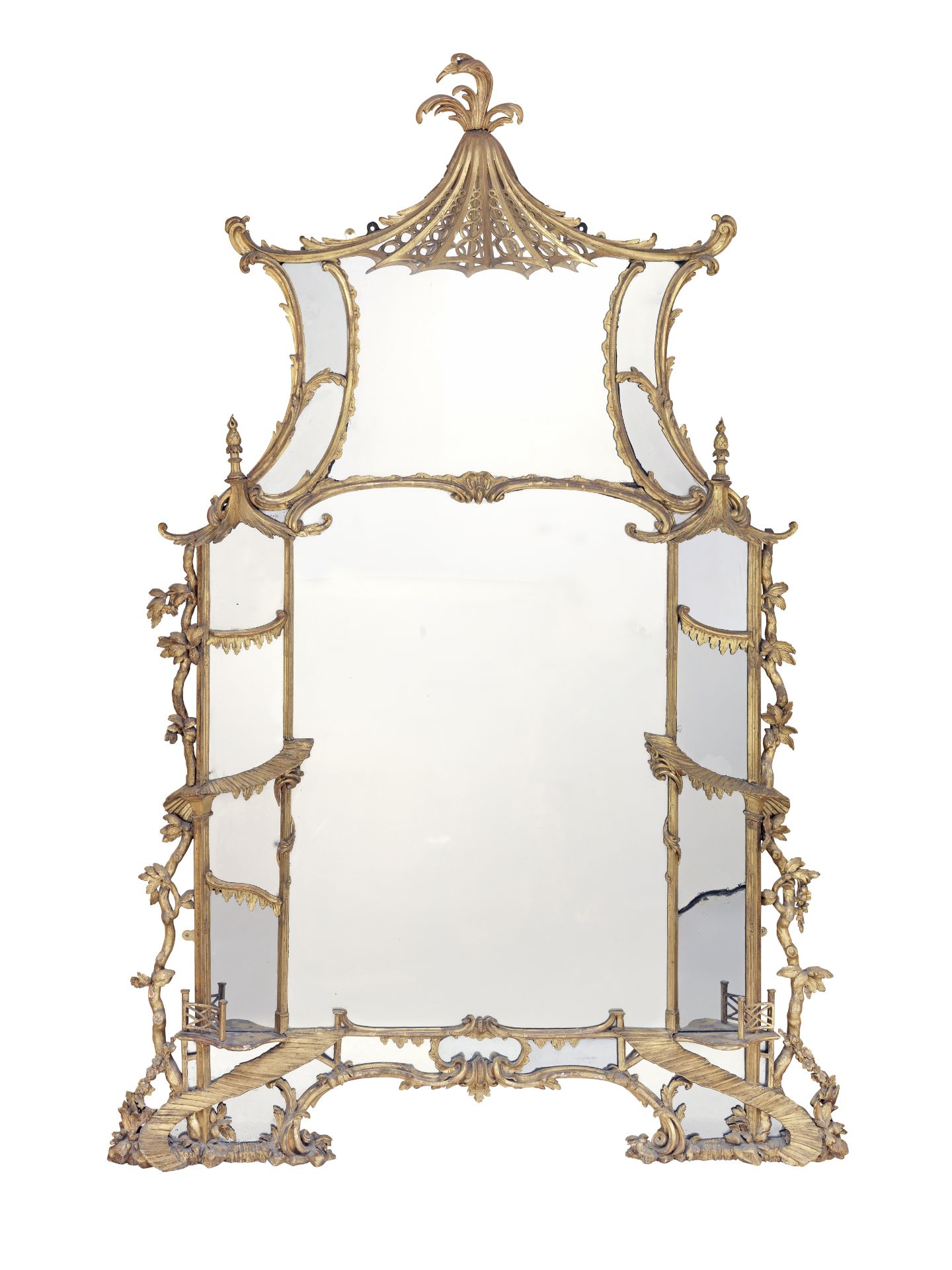 A George II carved giltwood overmantel or pier mirror possibly by William and John Linnell