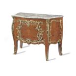 A French late 19th century ormolu mounted kingwood, bois satine and 'bois de bout' (end-cut) marq...