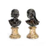 After Fran&#231;ois Duquesnoy (Flemish, 1597-1643): A pair of patinated bronze busts of the Young...