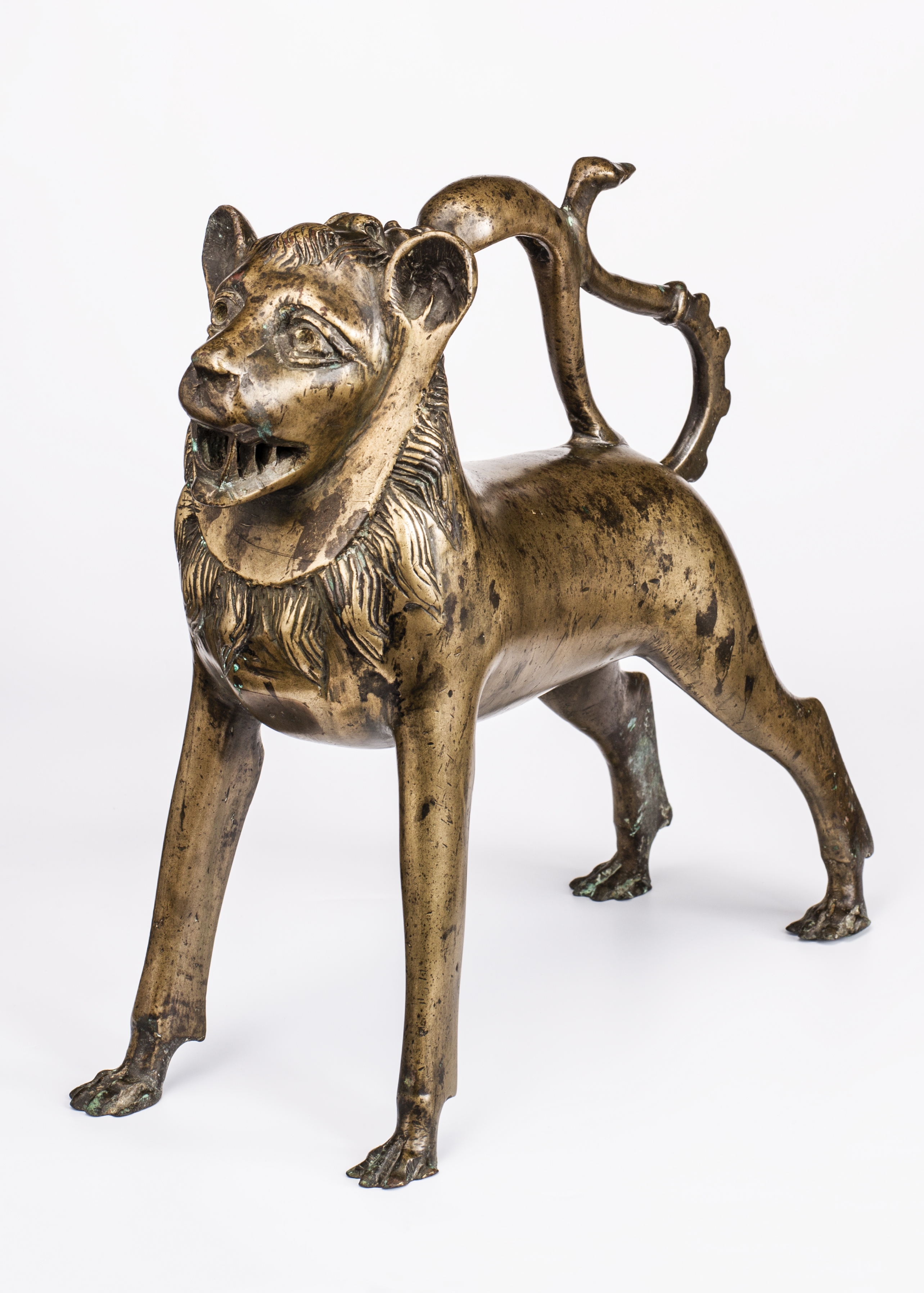 A rare 14th century German bronze Aquamanile in the form of a lion L&#252;beck or Nuremberg, circ...