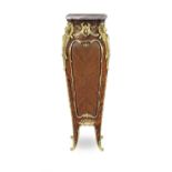 A French late 19th/early 20th century ormolu mounted kingwood and mahogany serpentine pedestal by...